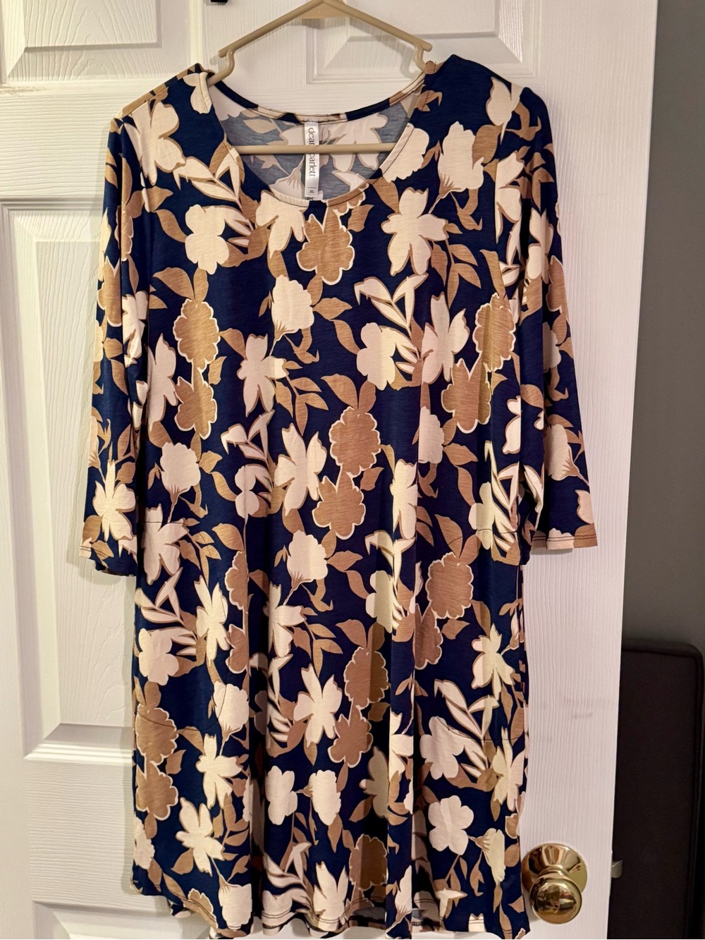 Women’s Navy Floral Dress - Blue & Tan